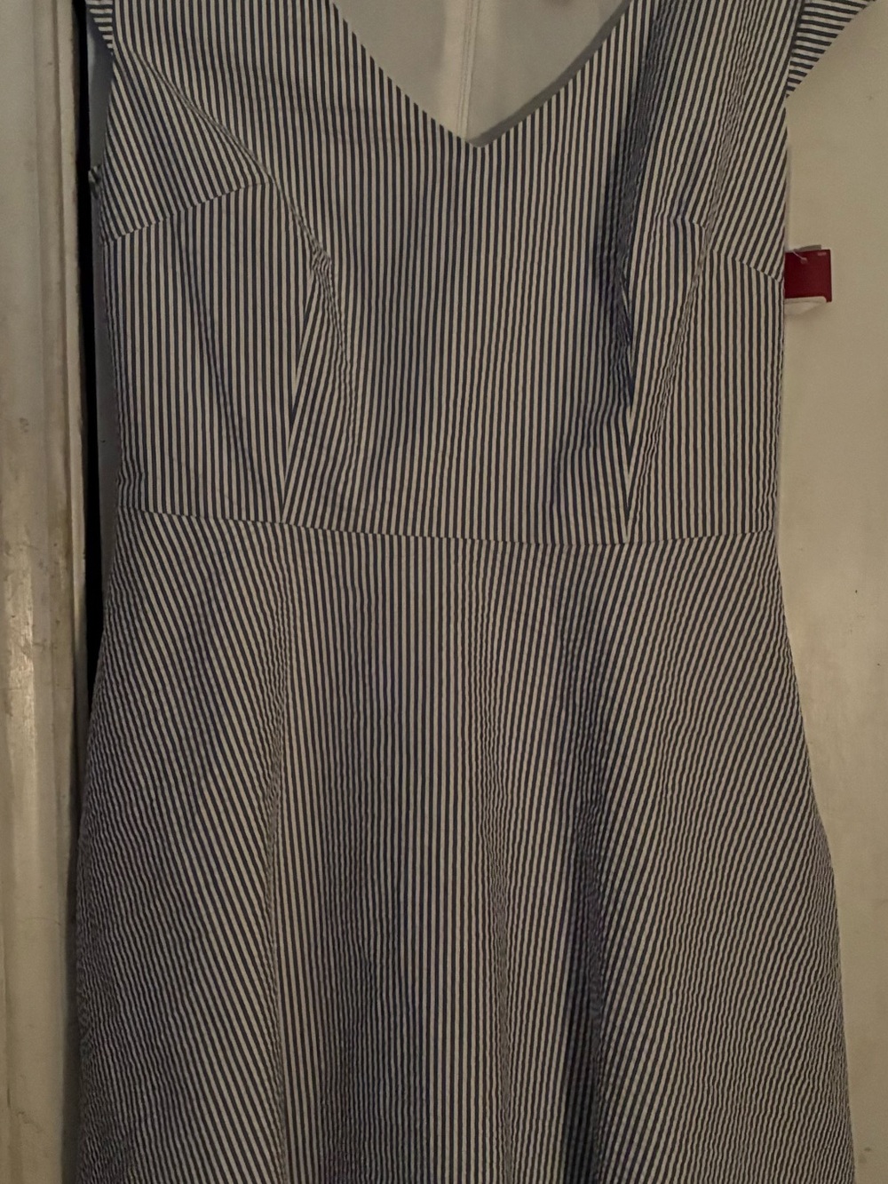 Merona Navy and White Vertical-Stripe Midi Dress